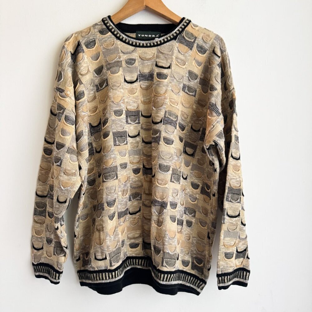 Vintage Tundra Earth Tones 3D Bill Cosby Textured Sweater L - Picture 2 of 8